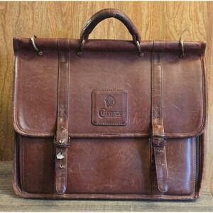 Chippewa Briefcase Attache Leather Top Handle Shoulder Strap Expandable Vintage